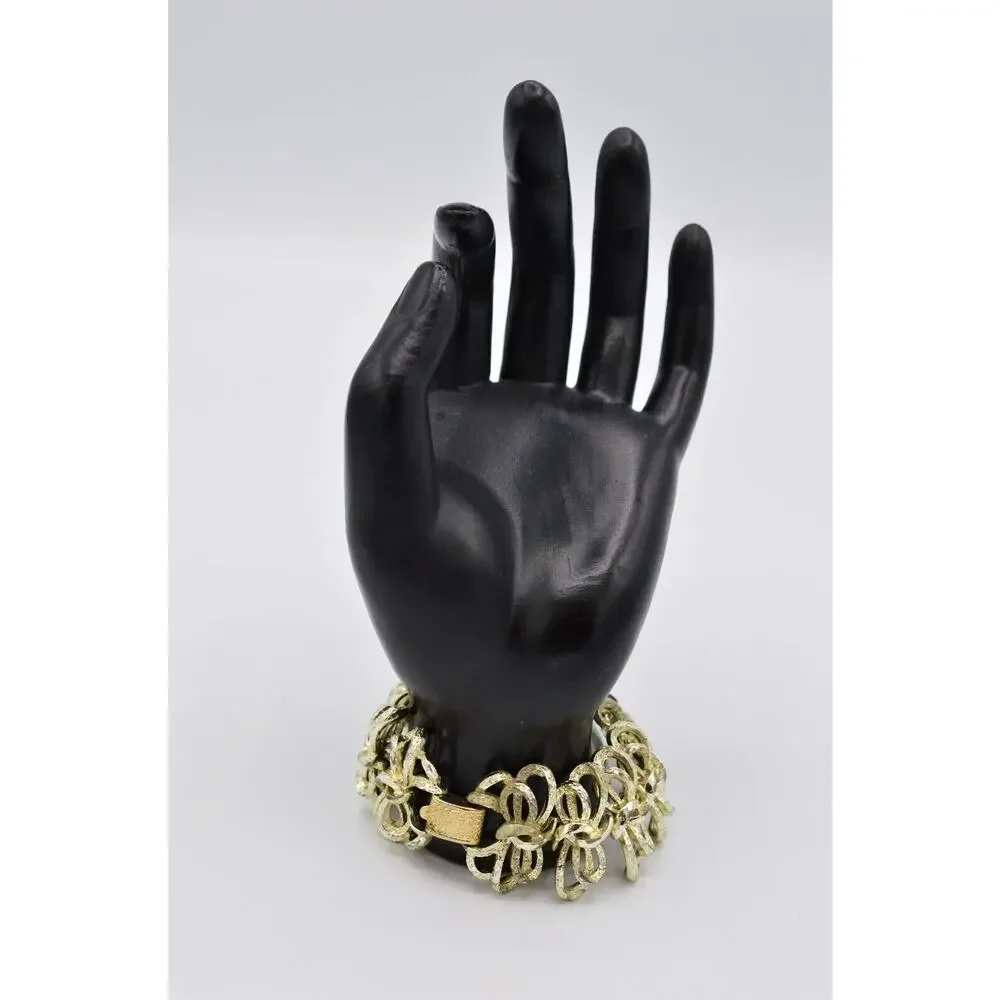 Coro Pegasus Vintage Bracelet Chunky Multi-Tone Metal Linked Signed 1940s Bin5